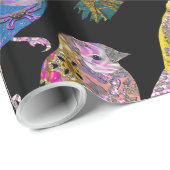 Dansende vogels bij knight Pattern Glossy Cadeaupapier (Rol Hoek)