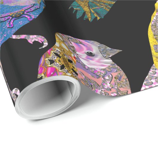 Dansende vogels bij knight Pattern Glossy Cadeaupapier (Rol Hoek)