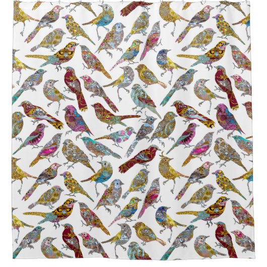 Dansende vogels Elegant Classic Showertime Douchegordijn (Voorkant)