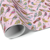 Dansende vogels glossy cadeaupapier (Rol Hoek)