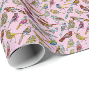 Dansende vogels glossy cadeaupapier