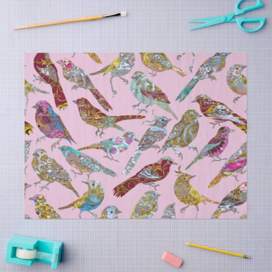 dansende vogels tissuepapier (Craft)