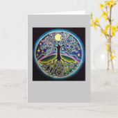 Dansende Volle Maan Boom van het Leven Mandala Kaa Kaart (Gele Bloem)