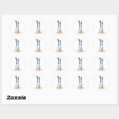 dansende vork en mes ronde sticker (Vel)