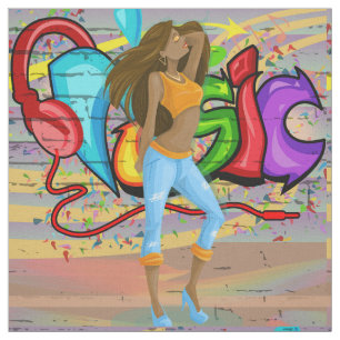 Dansende Vrouw 1 Muziek Graffiti Muurstof Stof