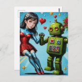 Dansende Vrouw en Robot Briefkaart (Voorkant / Achterkant)