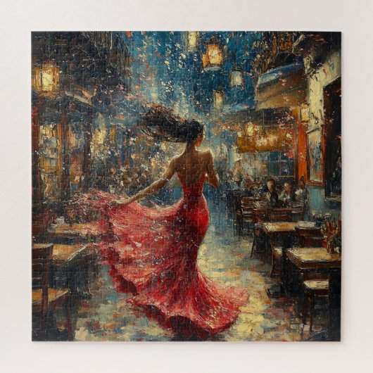 Dansende vrouw in het rood legpuzzel (Verticaal)