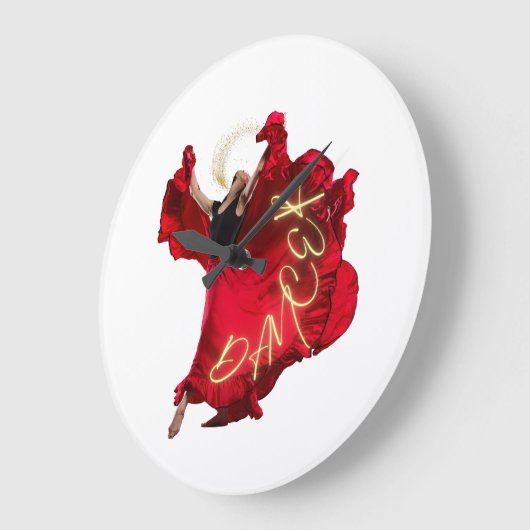 Dansende vrouw in rode jurk grote klok (Hoek)
