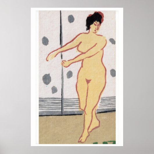 Dansende Vrouw Matchbox Kunstprint, Japanse Vintag Poster (Voorkant)