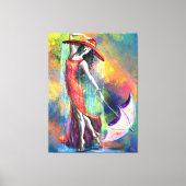 Dansende vrouw met paraplu canvas afdruk (Voorkant)