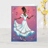 Dansende vrouw Moederdag kaart (Gele Bloem)