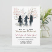 Dansende vrouwen Waterverf Trees Church Retreat Kaart (Staand voorkant)