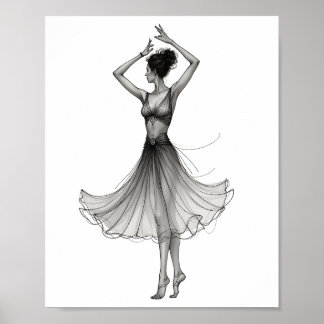 Dansende vrouwenfiguur poster