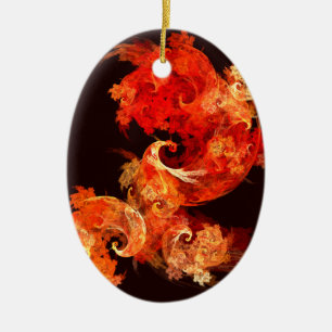 Dansende vuurvogels Abstract Art Oval Ornament