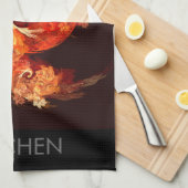 Dansende vuurvogels Abstracte Art Kitchen Towel Theedoek (Quarter Fold)
