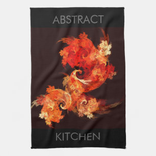Dansende vuurvogels Abstracte Art Kitchen Towel Theedoek
