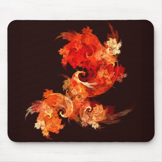 Dansende vuurvogels Abstracte Art Mousepad Muismat (Voorkant)