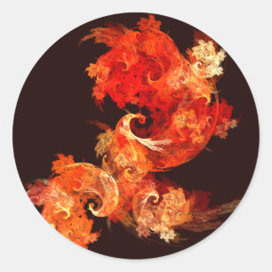 Dansende vuurvogels Abstracte Art Round Sticker