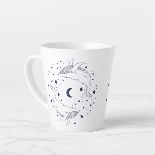 Dansende walvissen latte mok (Linkerhoek)