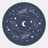 Dansende walvissen ronde sticker (Voorkant)