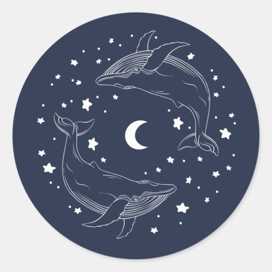 Dansende walvissen ronde sticker (Voorkant)