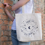 Dansende walvissen tote bag<br><div class="desc">Twee magische walvissen dansen op een prachtige achtergrond van sterren en een maan.</div>