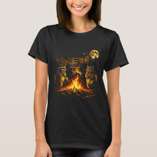Dansende wasbeervuur kampvuur bos maan grappig t-shirt