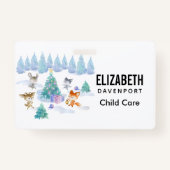 Dansende Waterverf met Kerstmis bij bosdieren Badge (Voorkant)