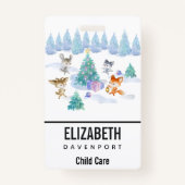 Dansende Waterverf met Kerstmis bij bosdieren Badge (Achterkant)