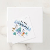 Dansende Waterverf met Kerstmis bij bosdieren Bedankjes Labels (In situ)