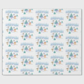 Dansende Waterverf met Kerstmis bij bosdieren Cadeaupapier (Vlak)