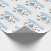 Dansende Waterverf met Kerstmis bij bosdieren Cadeaupapier (Hoek)