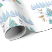 Dansende Waterverf met Kerstmis bij bosdieren Cadeaupapier (Rol Hoek)