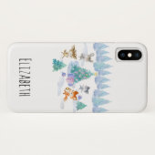 Dansende Waterverf met Kerstmis bij bosdieren Case-Mate iPhone Case (Achterkant (horizontaal))