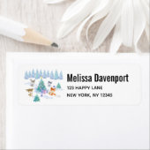 Dansende Waterverf met Kerstmis bij bosdieren Etiket (Insitu)