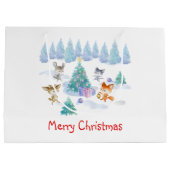 Dansende Waterverf met Kerstmis bij bosdieren Groot Cadeauzakje (Achterkant)