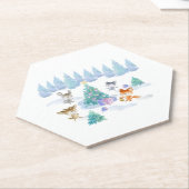 Dansende Waterverf met Kerstmis bij bosdieren Kartonnen Onderzetters (Schuin)