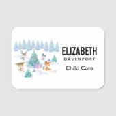 Dansende Waterverf met Kerstmis bij bosdieren Naamplaatje (Voorkant)