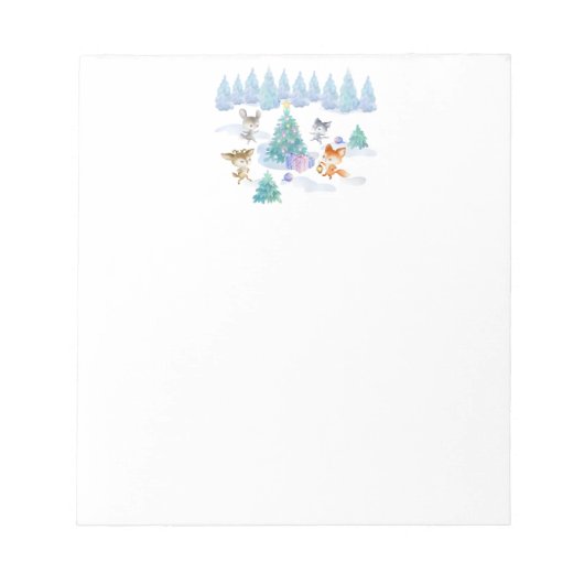 Dansende Waterverf met Kerstmis bij bosdieren Notitieblok (Voorkant)