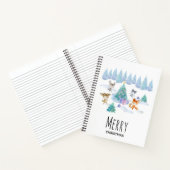Dansende Waterverf met Kerstmis bij bosdieren Notitieboek (Binnen)