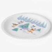 Dansende Waterverf met Kerstmis bij bosdieren Papieren Bordje (Gekanteld)