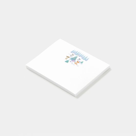 Dansende Waterverf met Kerstmis bij bosdieren Post-it® Notes (Schuin)