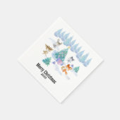 Dansende Waterverf met Kerstmis bij bosdieren Servet (Hoek)