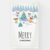 Dansende Waterverf met Kerstmis bij bosdieren Spandoek (Verticaal)