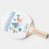 Dansende Waterverf met Kerstmis bij bosdieren Tafeltennisbatje (Zijkant)