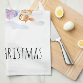 Dansende Waterverf met Kerstmis bij bosdieren Theedoek (Quarter Fold)