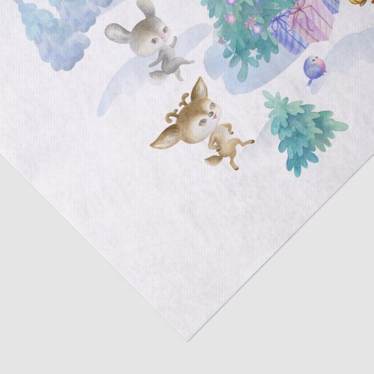 Dansende Waterverf met Kerstmis bij bosdieren Tissuepapier (Detail)