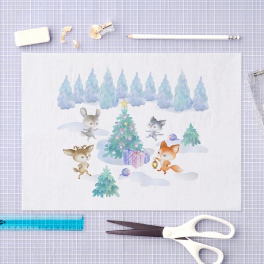 Dansende Waterverf met Kerstmis bij bosdieren Tissuepapier (Craft)