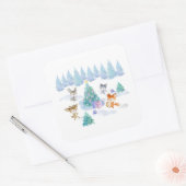 Dansende Waterverf met Kerstmis bij bosdieren Vierkante Sticker (Envelop)