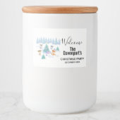 Dansende Waterverf met Kerstmis bij bosdieren Voedselcontainer Etiket (Voorkant)